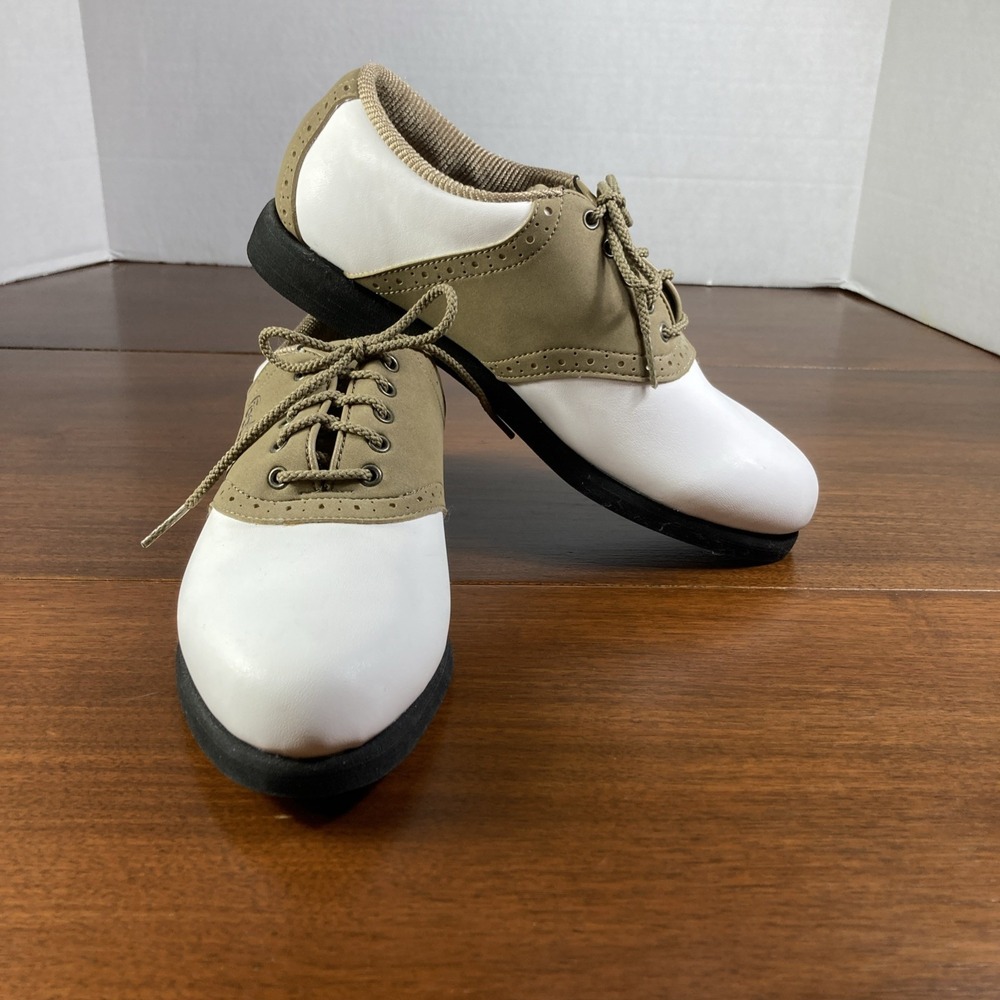 Men's Foot Joy Joys Golf Shoes White Saddle Oxford 48802 Sz 6.5 No Spikes